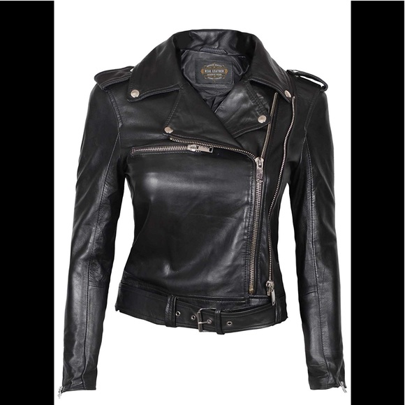 Jackets & Blazers - 💫 🧳 Real  leather black moto jacket NWT